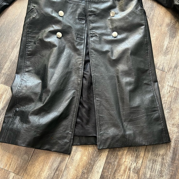 Black Leather Trench Jacket - Picture 7 of 9